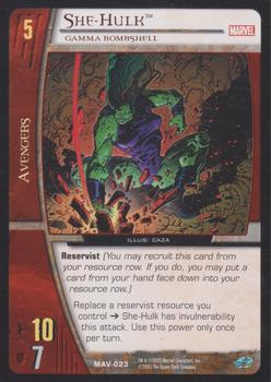 2005 Upper Deck Entertainment Marvel Vs. System The Avengers #MAV-023 She-Hulk: Gamma Bombshell (Caza) Front
