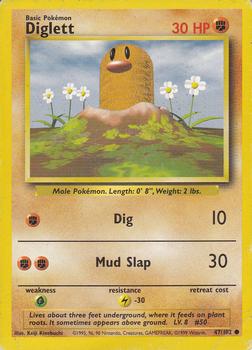1999 Pokemon Base Set #47/102 Diglett Front