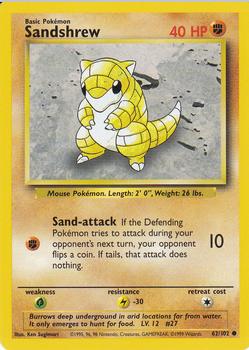 1999 Pokemon Base Set #62/102 Sandshrew Front