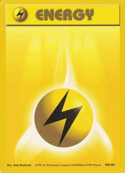 1999 Pokemon Base Set #100/102 Lightning Energy Front
