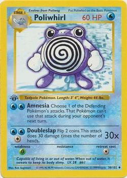 1999 Pokemon Base Set 1st Edition #38/102 Poliwhirl Front