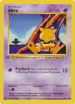 1999 Pokemon Base Set 1st Edition #43/102 Abra Front