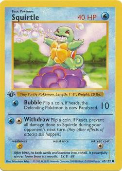 1999 Pokemon Base Set 1st Edition #63/102 Squirtle Front