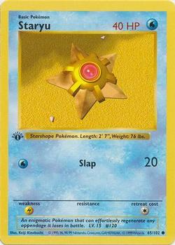 1999 Pokemon Base Set 1st Edition #65/102 Staryu Front