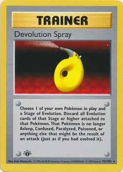 1999 Pokemon Base Set 1st Edition #72/102 Devolution Spray Front