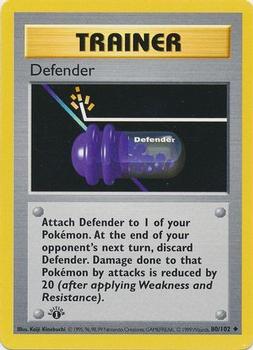 1999 Pokemon Base Set 1st Edition #80/102 Defender Front
