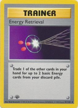 1999 Pokemon Base Set 1st Edition #81/102 Energy Retrieval Front