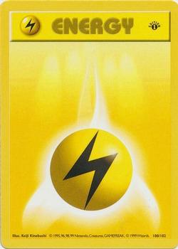 1999 Pokemon Base Set 1st Edition #100/102 Lightning Energy Front