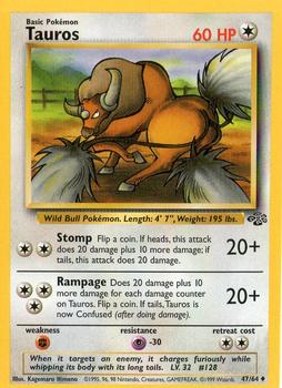 1999 Pokemon Jungle #47/64 Tauros Front