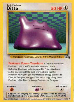 1999 Pokemon Fossil #18/62 Ditto Front