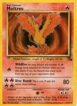 1999 Pokemon Fossil #27/62 Moltres Front