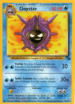 1999 Pokemon Fossil #32/62 Cloyster Front