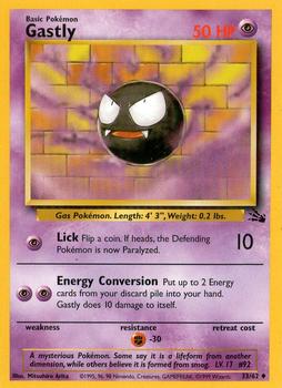 1999 Pokemon Fossil #33/62 Gastly Front