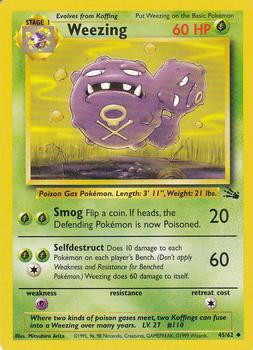 1999 Pokemon Fossil #45/62 Weezing Front
