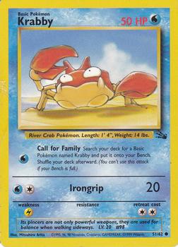 1999 Pokemon Fossil #51/62 Krabby Front