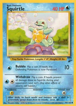 2000 Pokemon Base Set 2 #93/130 Squirtle Front