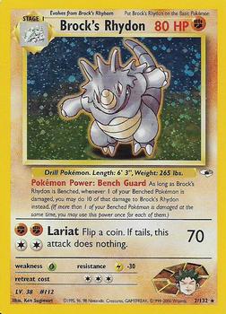 2000 Pokemon Gym Heroes #2/132 Brock's Rhydon Front