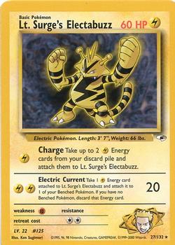 2000 Pokemon Gym Heroes #27/132 Lt. Surge's Electabuzz Front