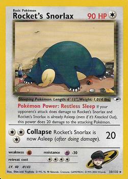 2000 Pokemon Gym Heroes #33/132 Rocket's Snorlax Front