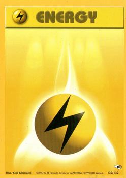 2000 Pokemon Gym Heroes #130/132 Lightning Energy Front