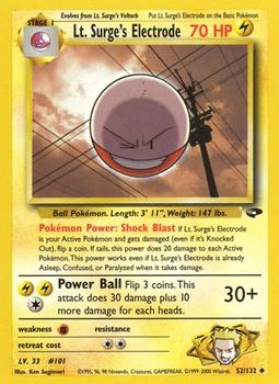 2000 Pokemon Gym Challenge #52/132 Lt. Surge's Electrode Front