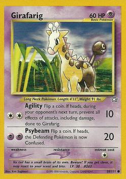 2000 Pokemon Neo Genesis #58/111 Girafarig Front