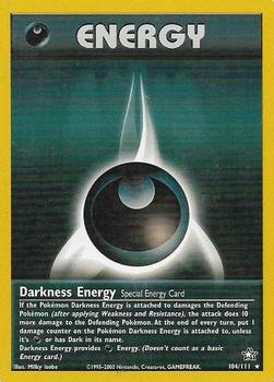 2000 Pokemon Neo Genesis #104/111 Darkness Energy Front