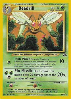 2001 Pokemon Neo Discovery #18/75 Beedrill Front