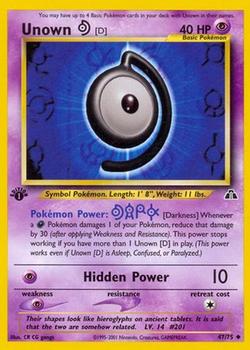 2001 Pokemon Neo Discovery #47/75 Unown D Front