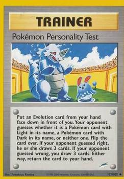 2002 Pokemon Neo Destiny #102/105 Pokémon Personality Test Front