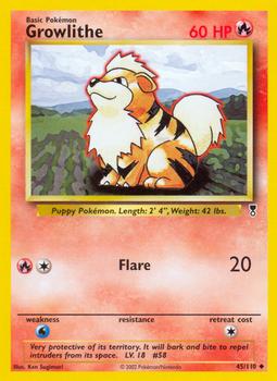 2002 Pokemon Legendary Collection #45/110 Growlithe Front