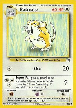 2002 Pokemon Legendary Collection #61/110 Raticate Front