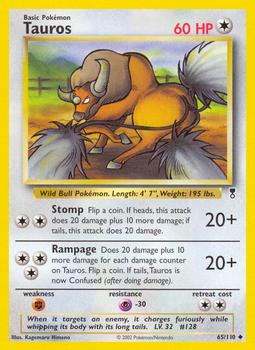 2002 Pokemon Legendary Collection #65/110 Tauros Front