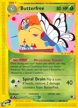 2002 Pokemon Expedition Base Set #38/165 Butterfree Front