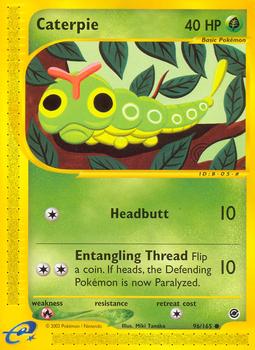 2002 Pokemon Expedition Base Set #96/165 Caterpie Front