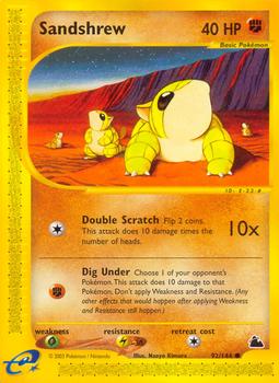 2003 Pokemon Skyridge #92/144 Sandshrew Front