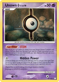 2007 Pokemon Diamond & Pearl Mysterious Treasures #37/123 Unown I Front
