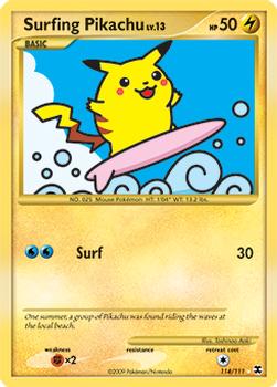 2009 Pokemon Platinum Rising Rivals #114/111 Surfing Pikachu Front
