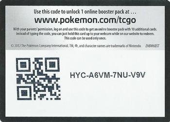 2012 Pokemon Next Destinies #NNO Online Code Card Back