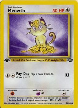 1999 Pokemon Jungle 1st Edition #56/64 Meowth Front