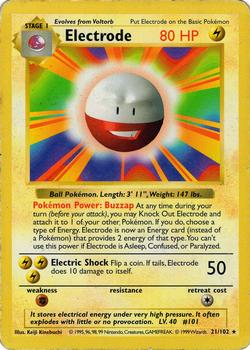 1999 Pokemon Shadowless #21/102 Electrode Front