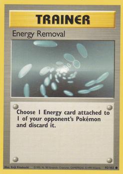 1999 Pokemon Shadowless #92/102 Energy Removal Front