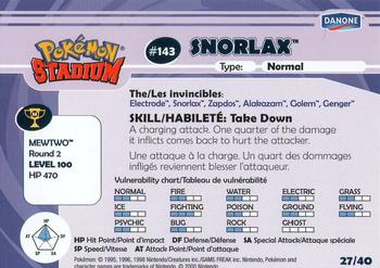 2000 Danone Pokemon Stadium #27/40 Snorlax Back