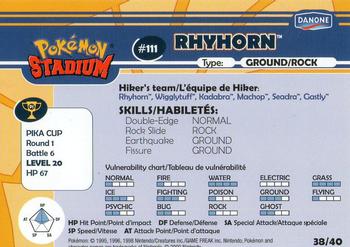 2000 Danone Pokemon Stadium #38/40 Rhyhorn Back