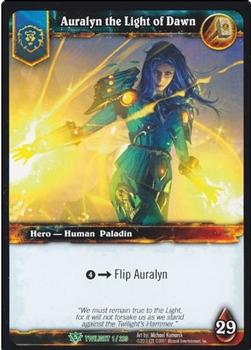 2011 Cryptozoic World of Warcraft Twilight of the Dragon #1 Auralyn the Light of Dawn Front