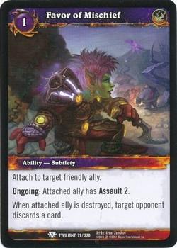 2011 Cryptozoic World of Warcraft Twilight of the Dragon #71 Favor of Mischief Front