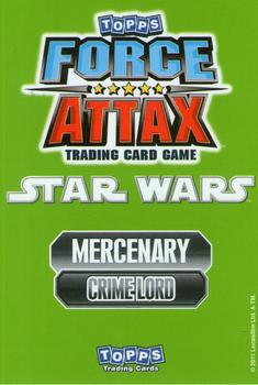 2011 Topps Star Wars Force Attax Series 2 #145 Ziro The Hutt Back