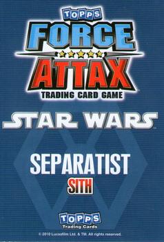 2010 Topps Star Wars Force Attax Series 1 #70 Darth Sidious Back