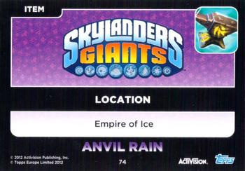 2012 Topps Skylanders Giants #74 Anvil Rain Back