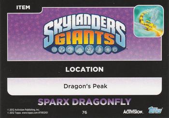 2012 Topps Skylanders Giants #76 Sparx Dragonfly Back